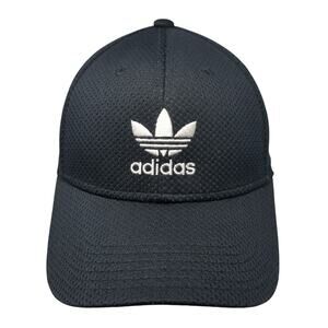 Adidas Fitted Baseball Cap Black Medium Lightweight Embroidered Trefoil